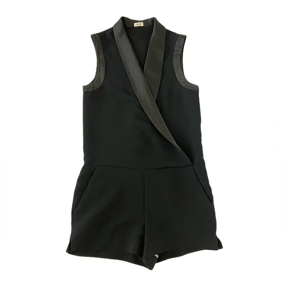 $495 L'Agence Amour Black Tuxedo Romper Suit Jumpsuit Classic Shorts 4 S - Picture 4 of 9